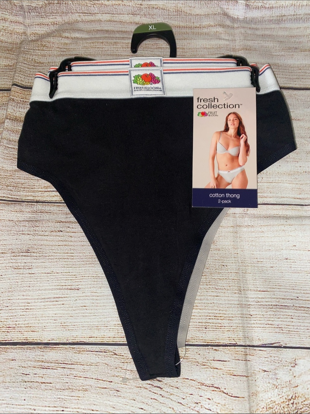 Fruit of the Loom Women’s Cotton Thong 2-Pack - Black & Gray